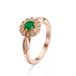 Pierścionek ze szmaragdem i diamentami różowe złoto AJPZ_141